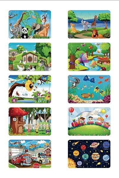 Kiri Ahşap Puzzle 24 Parçalı 10 Lu Set