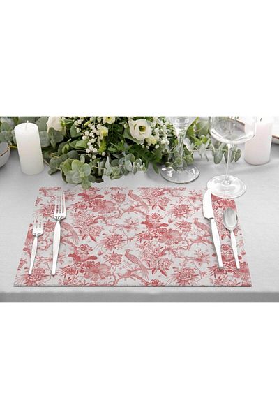 Adawall Red Garden Fabric American Service Set of 4 35x50cm