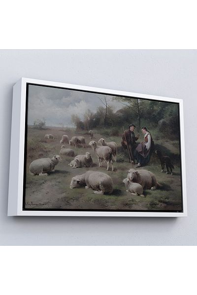 Harita Sepeti Tabloul Cornelis Van Leemputten Schaferpaar Mit Herde într-un cadru