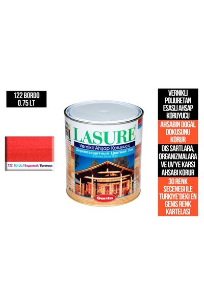 Genel Markalar Lasure Ahşap Koruyucu Vernik 2.5 Lt 122 Bordo (PİNOTEKS VERNİK)