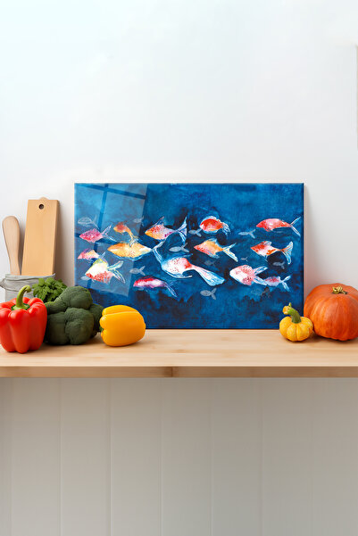 Rosyvien لوح تقطيع زجاجي رسمي للأسماك مع أقدام من السيليكون، وطاولة تقطيع للع...