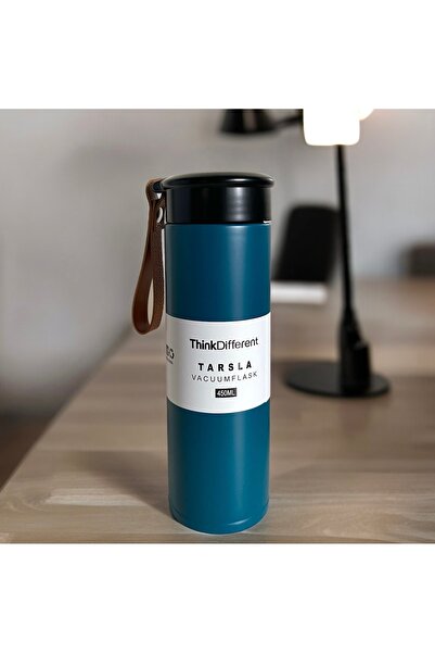 PRETTIFY CARE ترمس يومي حديث 450 مل - مزدوج معزول بالفراغ، غطاء جلدي جانبي، هدية