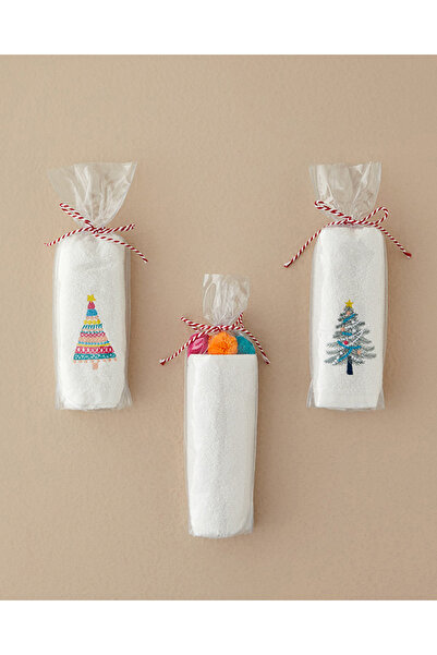 English Home Екрю кольору бавовняна рушник з вишивкою сосни