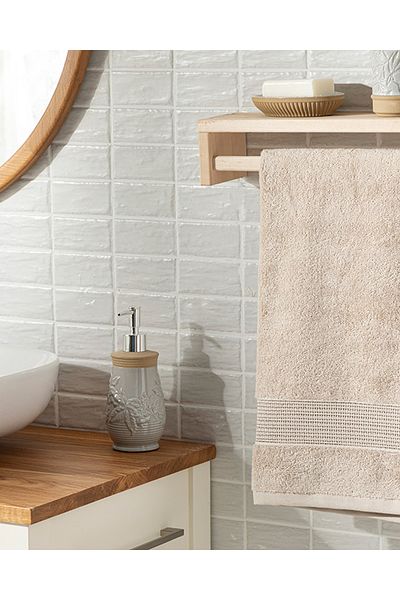 English Home Prosop de față din bumbac de lux de culoare bej - răsucire joasă