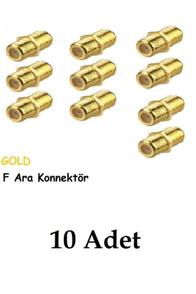 Vwin 10 Adet F Ara Konnektör (Sarı) Uydu Anten Kablosu Birleştirir Ek Yapar D...