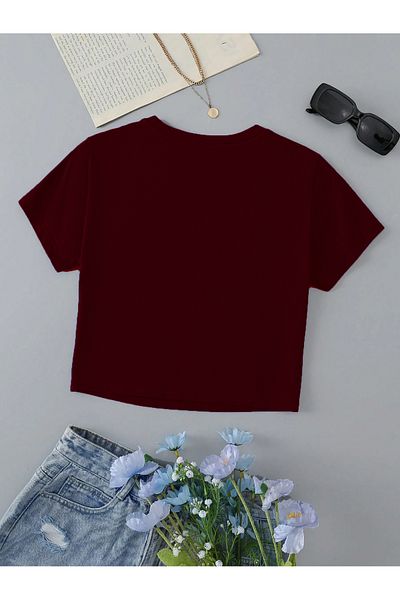 Mad&Calf Women's Slim Fit Crop T-Shirt - Short Sleeve