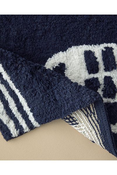 English Home Βαμβακερό πατάκι μπάνιου Navy Blue-White Fishbone