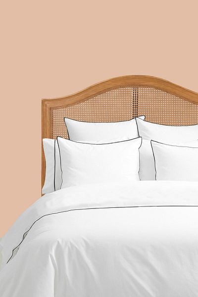 RİTMOHOME طقم غطاء لحاف مزدوج كبير الحجم من King Size باللون الأبيض الثلجي، سلسلة فندقية من القطن الأسود المضلع