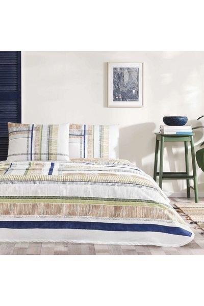 Taç Set Colin Blue Double Bumbac Pique - CROWN