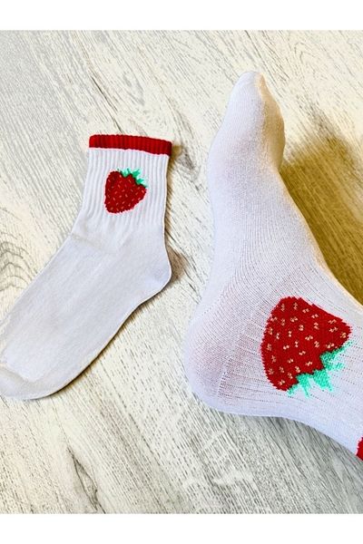 MAZEN Unisex College Socks STRAWBERRY PATTERNED