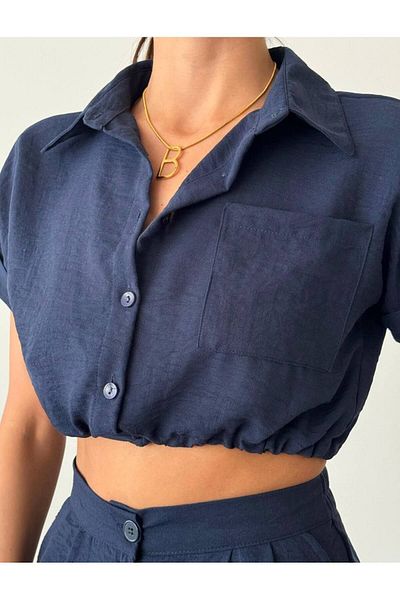 İLKCET MODA طقم قميص كتان قصير وبنطلون بالازون