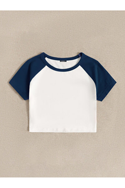 Mad&Calf Women's Short Sleeve Garnished Crop T-Shirt