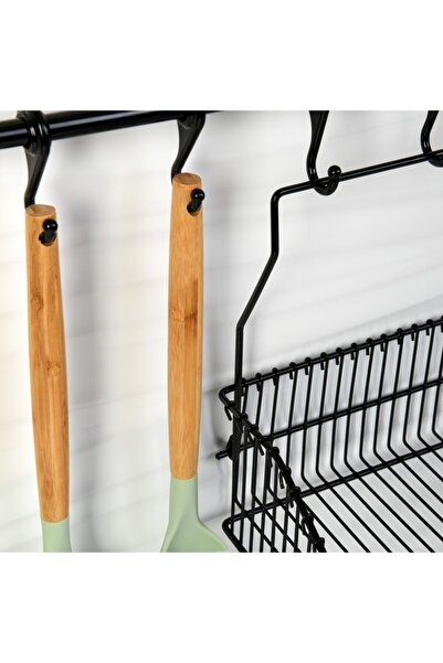 Hagen Безгвинтовий монтажний настінний рей 8-місний вішак (45 см) і кошик 30 см