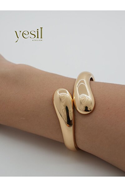 Yesil Atelier Gold Colored Special Design Women's Handcuffs Wrist