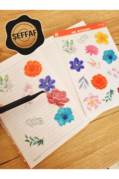 AR Sticker - Set de autocolante transparente pentru laptop, notebook, tabletă, cu tematică florală și frunze