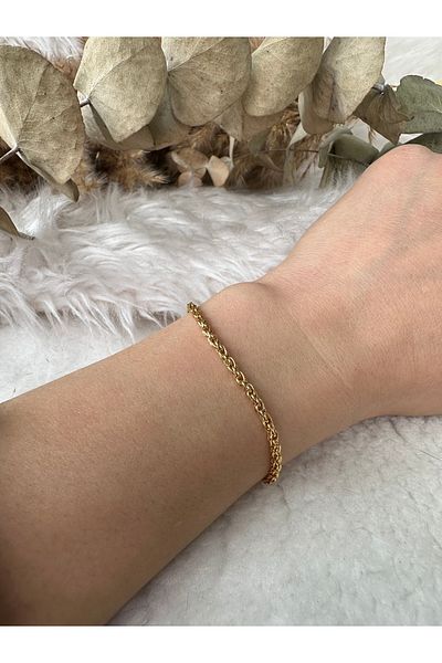 nidistore 20cm Wide Gold Color Twist Chain Bracelet
