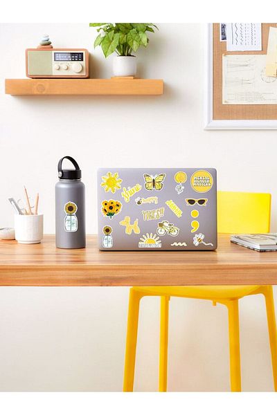 AR Sticker Vsco Yellow Laptop Notebook Tabletă Set de autocolante compatibile cu 3