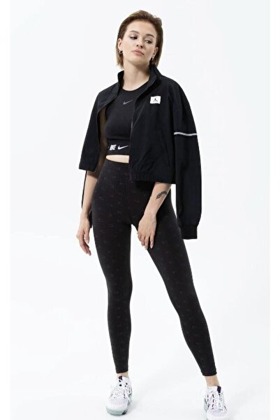 Nike Air Yüksek Belli Baskılı Kadın Siyah Tayt- sıkı kesim