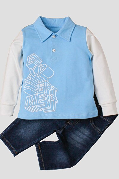 Kidex’s Baby Erkek Bebek Polo Takım Kot Pantolon Üst İkili Takım