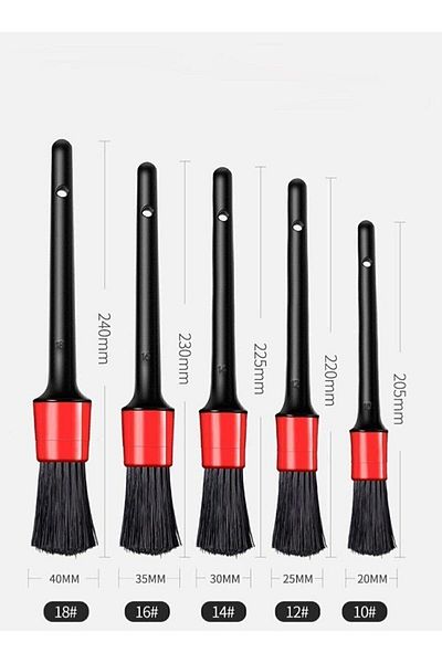 CarAda ® Auto Detail Brush Set 5 Pieces Quality Detailed Different Sizes