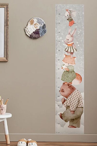 Kt Grup Düşler Diyarı Muhteşem Hayvanlar Boy Ölçer Çocuk Odası Gelişim Tablos...