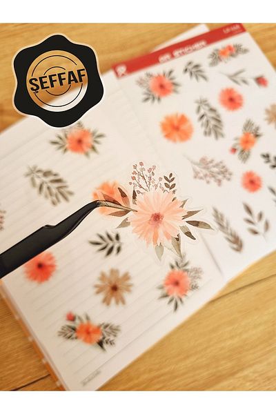 AR Sticker - Set de autocolante transparente pentru laptop, notebook, tabletă, cu tematică florală și frunze