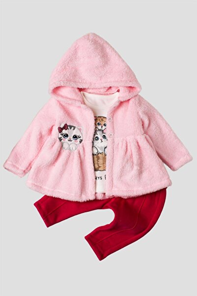 Kidex’s Baby Winter sweet plush set cotton 3 piece set Baby girl welsoft swea...