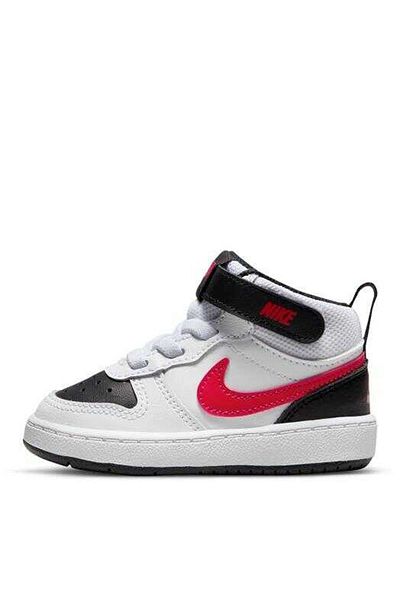 Nike Baby White - Red - Black Walking Shoes CD7784-110 COURT BOROUGH MID 2 (TDV
