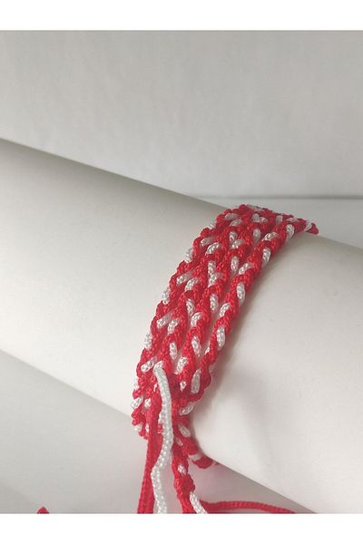 HANIMKIZ Set of 3 Red White Thin Hair Braid - Fan Bracelet Hairband