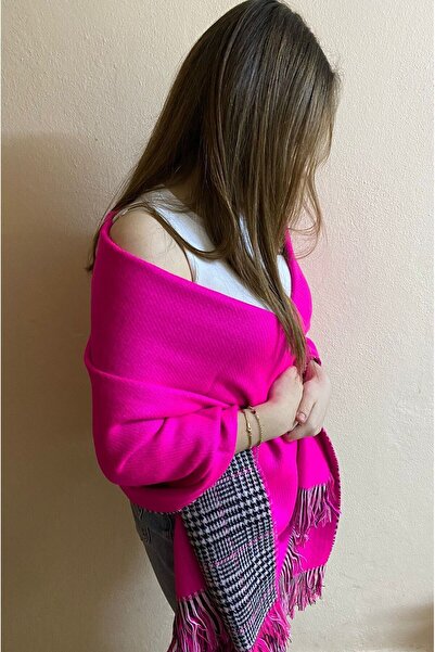 sema aksesuar Women's Winter Double Sided Plain and Herringbone Patterned Tas...