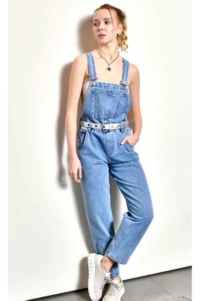 Calisa Salopetă de damă din denim cu bretele - Salopet Jean