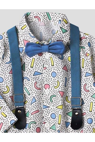 Kidex’s Baby Baby Set Bodysuit, Shirt, Pants, Bow Tie and Slopet 100% Cotton