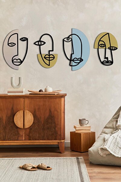 Doreline DoreArt Silüet Ahşap Detaylı Metal Duvar Tablosu, Ev Ofis Duvar Panosu