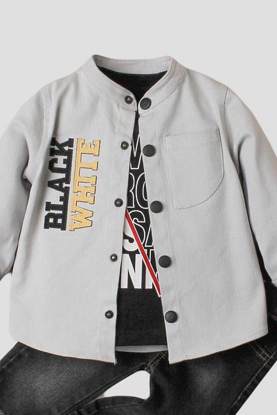 Kidex’s Baby Baby boy jacketed suit jeans pants sweatshirt sports jacket three-piece set cotton