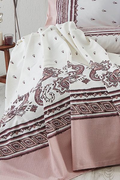 Cotton Life طقم بيكيه وردي بيزلي مزدوج