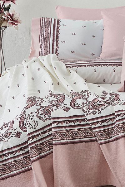 Cotton Life طقم بيكيه وردي بيزلي مزدوج