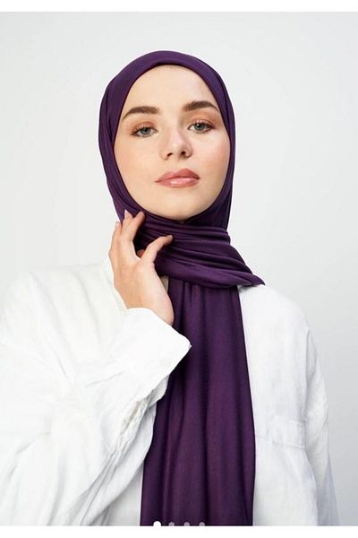 Modakaşmir Plum Color Combed Cotton Shawl