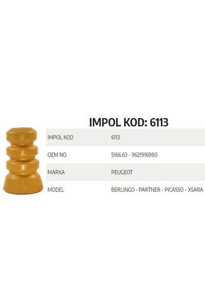 İthal Peugeot 5166.63 9621916980   - Suspension Wedge, Partner on the Back - Gold