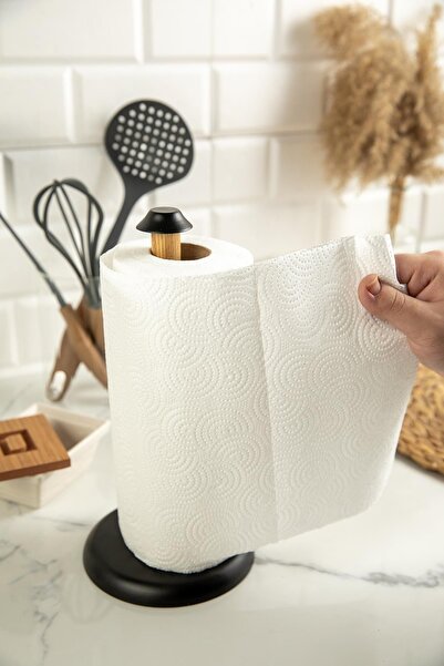 Doreline Wooden Paper Towel Holder Upright Towel Napkin Holder Standard and Large Size Roll Compatible