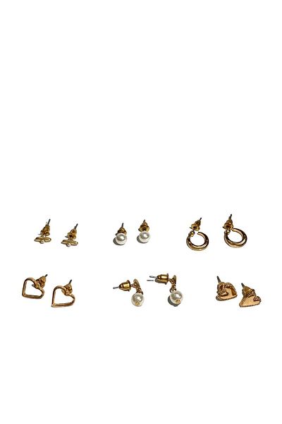 Koton WOMEN'S HEART 6-PIECE EARRINGS