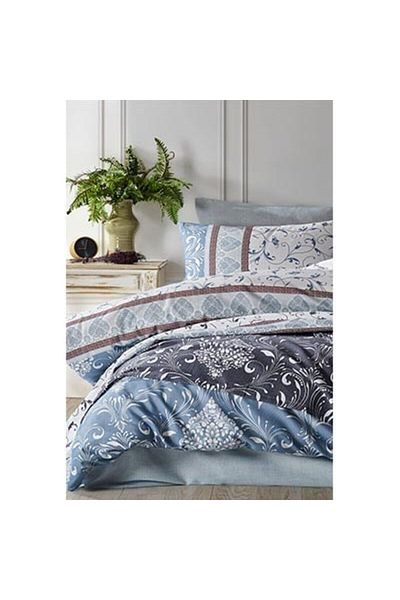 Cotton Life طقم بيكيه مطبوع مزدوج اللون باللون الأزرق الداكن