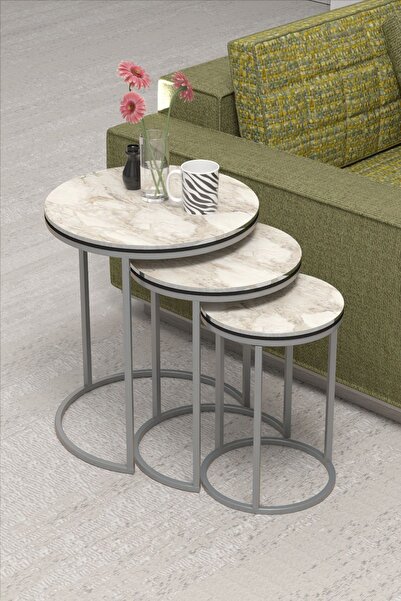 GOLDFALEZ Zigon Sehpa C Lüx Çift Gümüş Efes