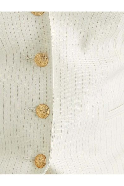 Koton Beige Striped Double Breasted Vest - Buttoned and Flannel Pocket, V-neck 4SAK20099UW