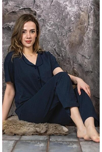 CALİA Set pijama cu mânecă scurtă cu guler de cămașă - cu nasturi în față