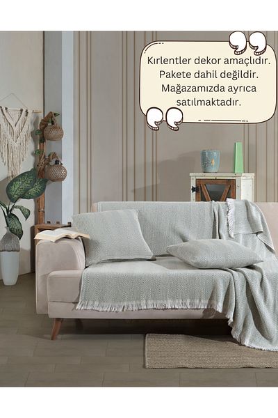 Lux Touch Калъф за диван с пискюли Lily B. Green - 150x200 см, разтегателен диван, шал