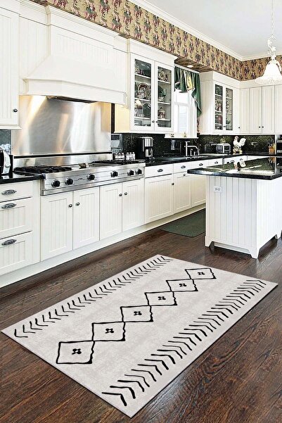 RugViva Kaymaz Tabanlı Makinede Yıkanır Modern Mutfak Halısı Morocco Ar358