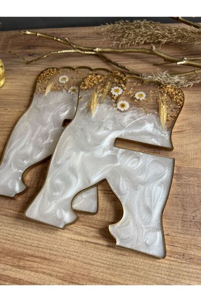 Sultan Tasarım Masa Üstü Özel Tasarım Gerçek Kurutulmuş Başak & Papatyalı Altın Varaklı Epoksi Kuranı Kerim Rahlesi