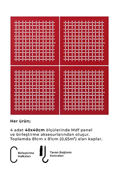 standarts Makta ® Lazer Kesim Sarkıt Paravan, Ahşap Seperatör, Oda Bölücü 4'lü Panel Levha Seti