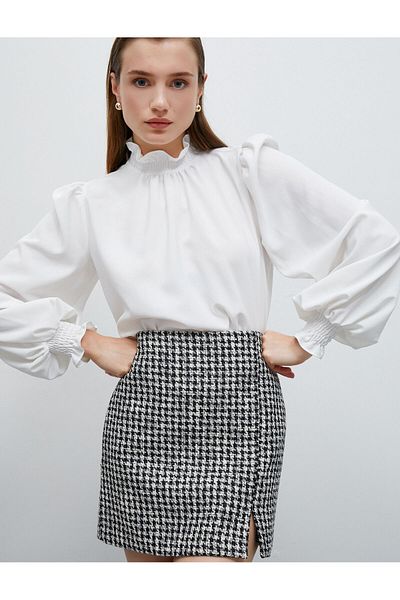 Koton Fustă mini Houndstooth Model Slit Detaliat