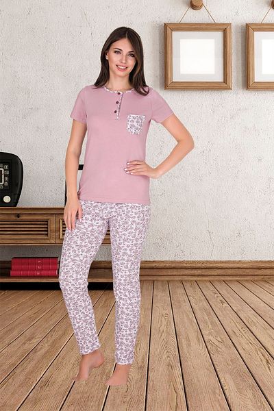 Sensu Set de pijamale de damă cu mânecă scurtă cu buzunar Pj3010